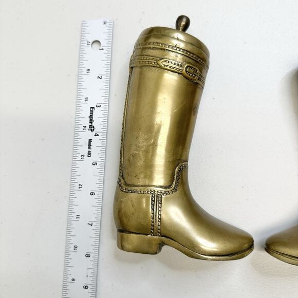 Ralph Lauren Brass Riding Boot Bookends Made In Korea 7 1/2" - Picture 3 of 7
